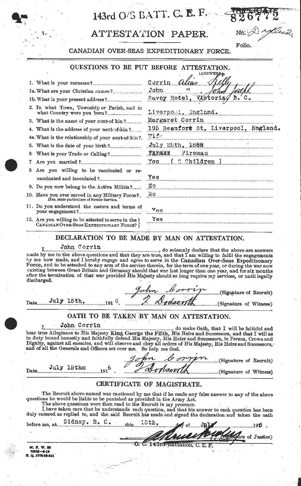 Personnel Records of the First World War - CEF 433562a