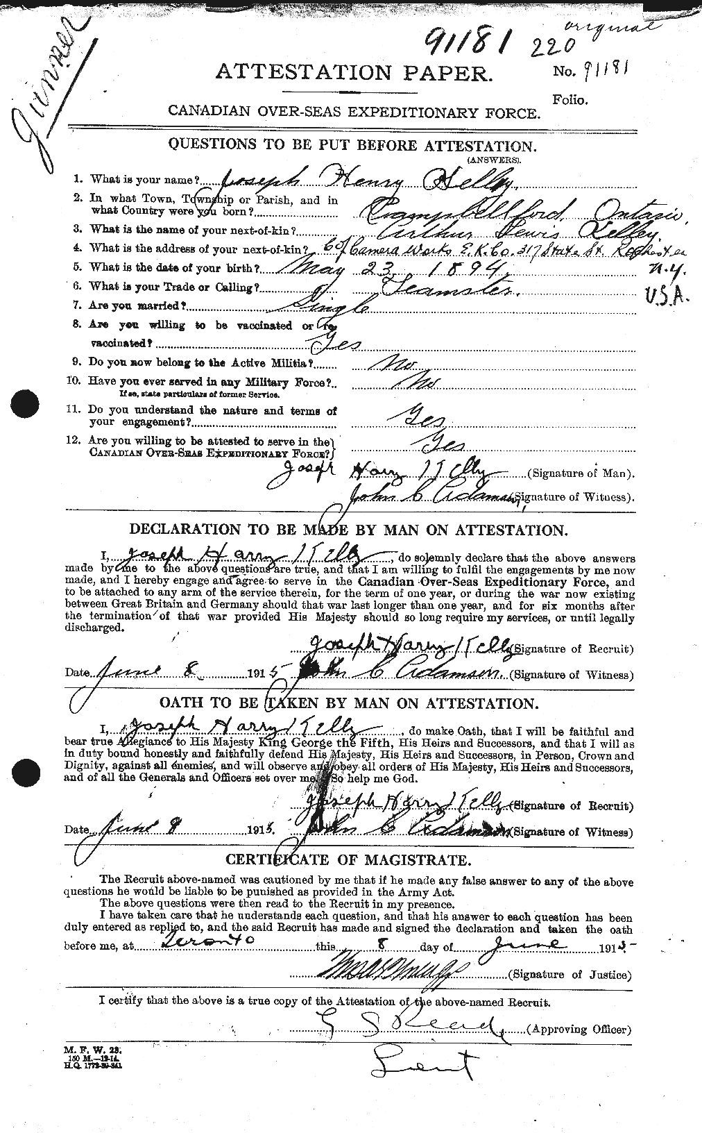 Personnel Records of the First World War - CEF 433621a