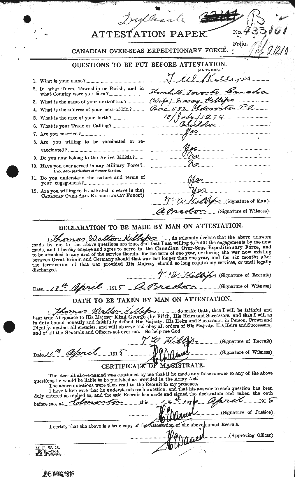Personnel Records of the First World War - CEF 434097a
