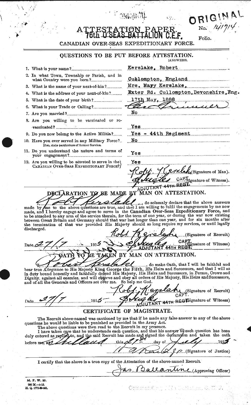 Personnel Records of the First World War - CEF 434609a