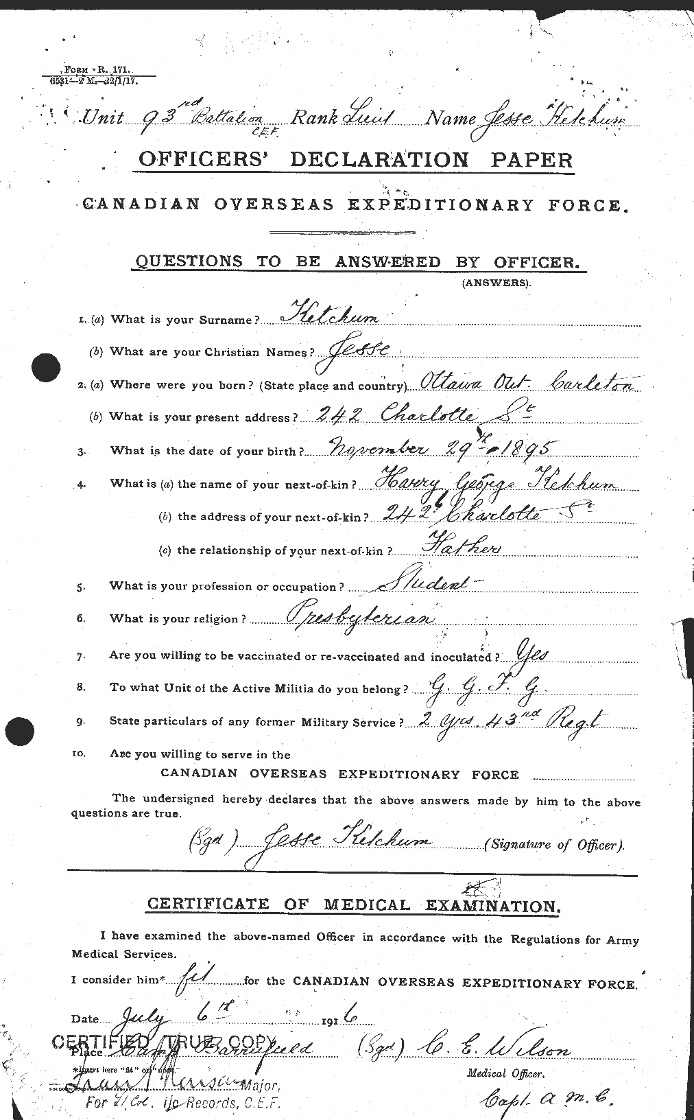 Personnel Records of the First World War - CEF 434746a