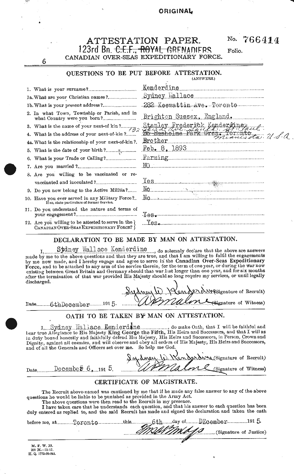 Personnel Records of the First World War - CEF 435623a