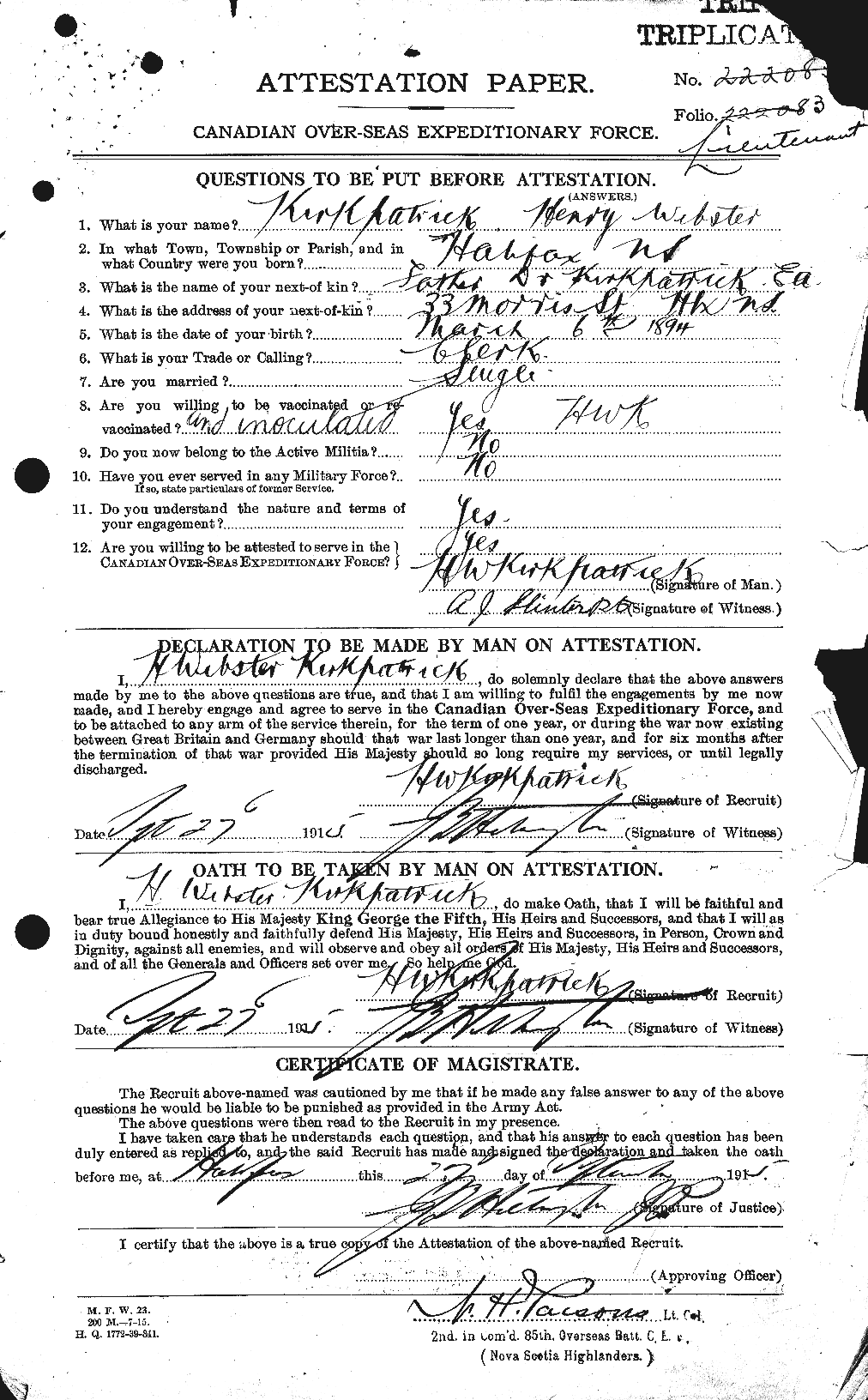 Personnel Records of the First World War - CEF 436064a