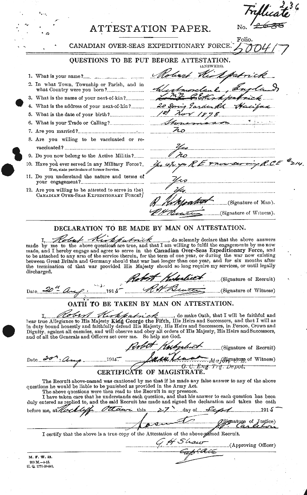Personnel Records of the First World War - CEF 436107a