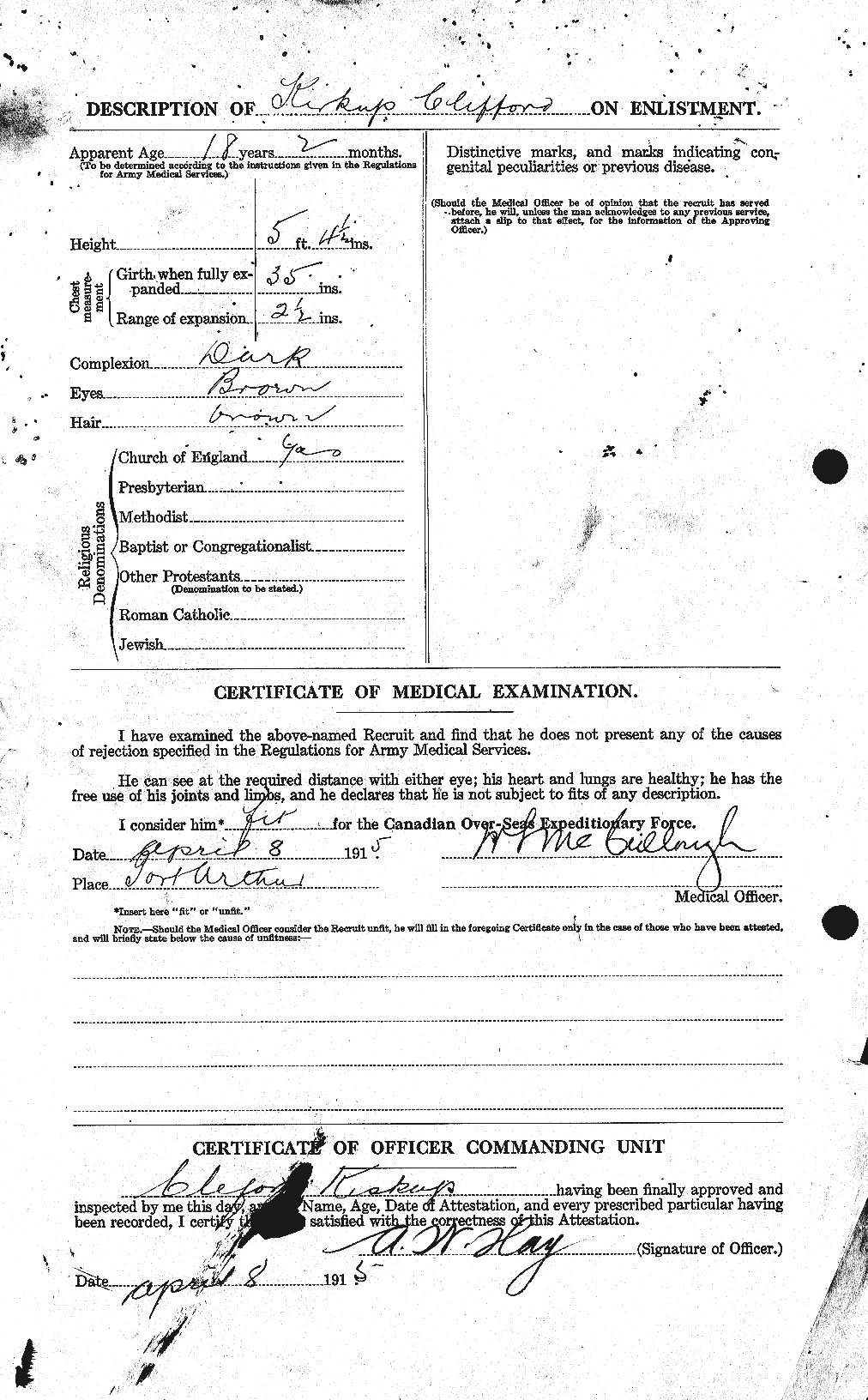 Dossiers du Personnel de la Première Guerre mondiale - CEC 436156b