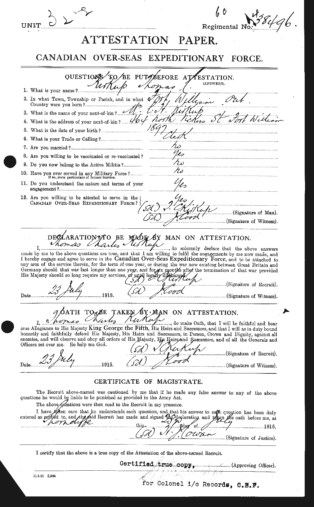 Personnel Records of the First World War - CEF 436157a