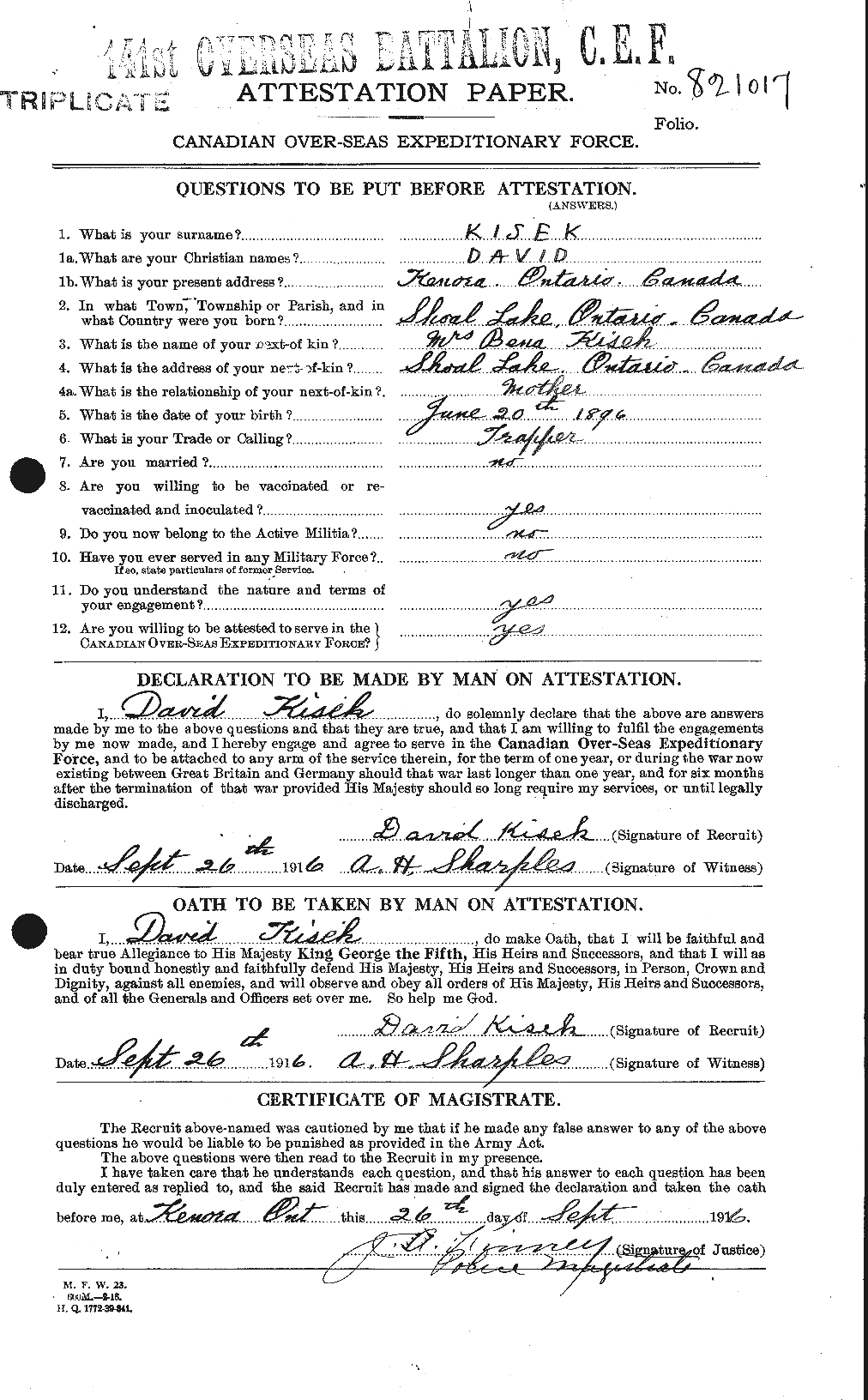 Personnel Records of the First World War - CEF 436319a