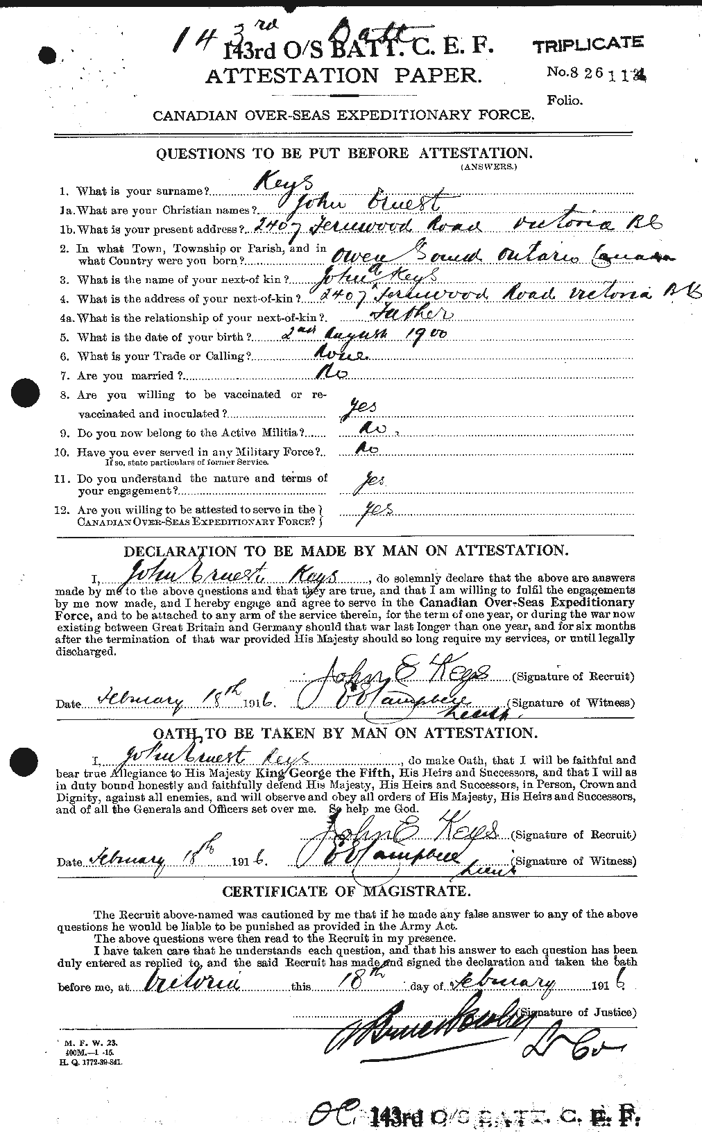 Personnel Records of the First World War - CEF 436556a
