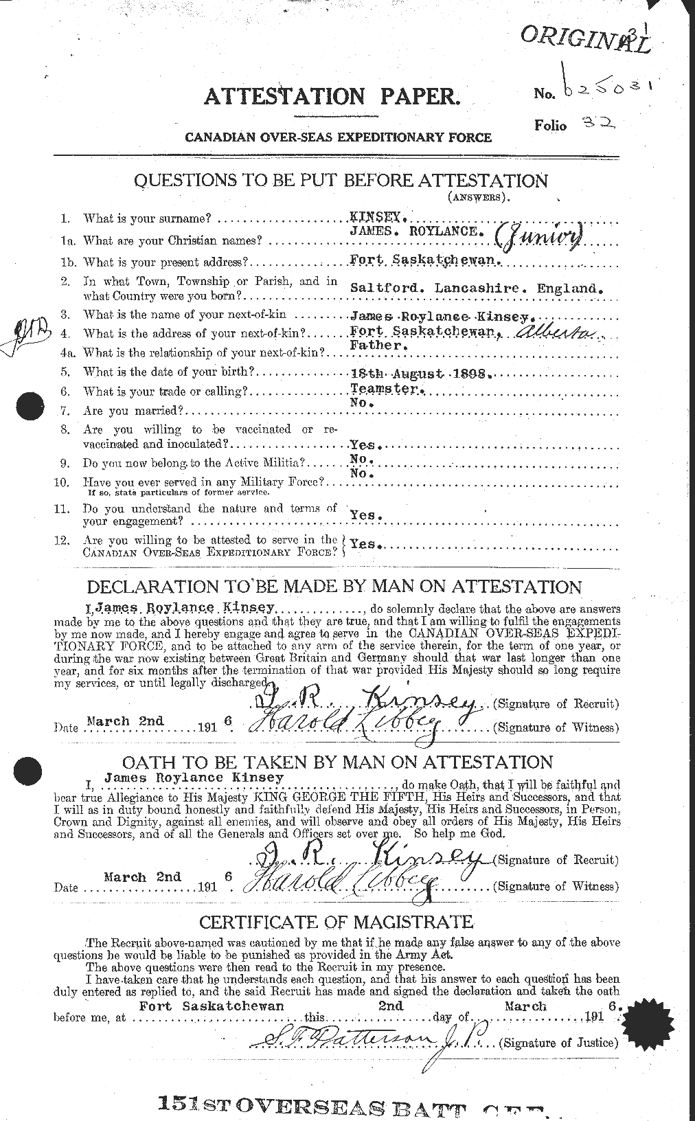Personnel Records of the First World War - CEF 437015a