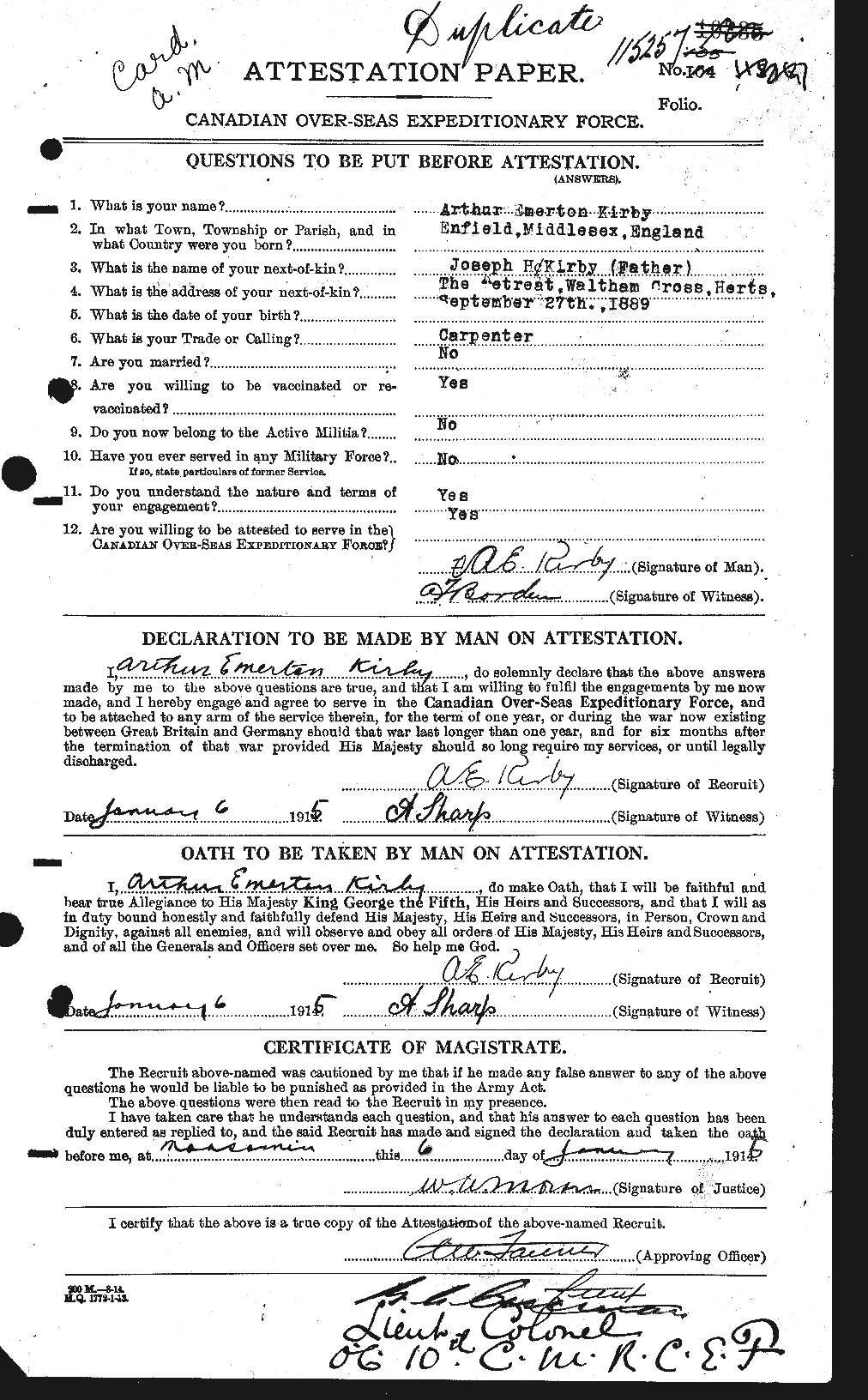 Personnel Records of the First World War - CEF 437155a