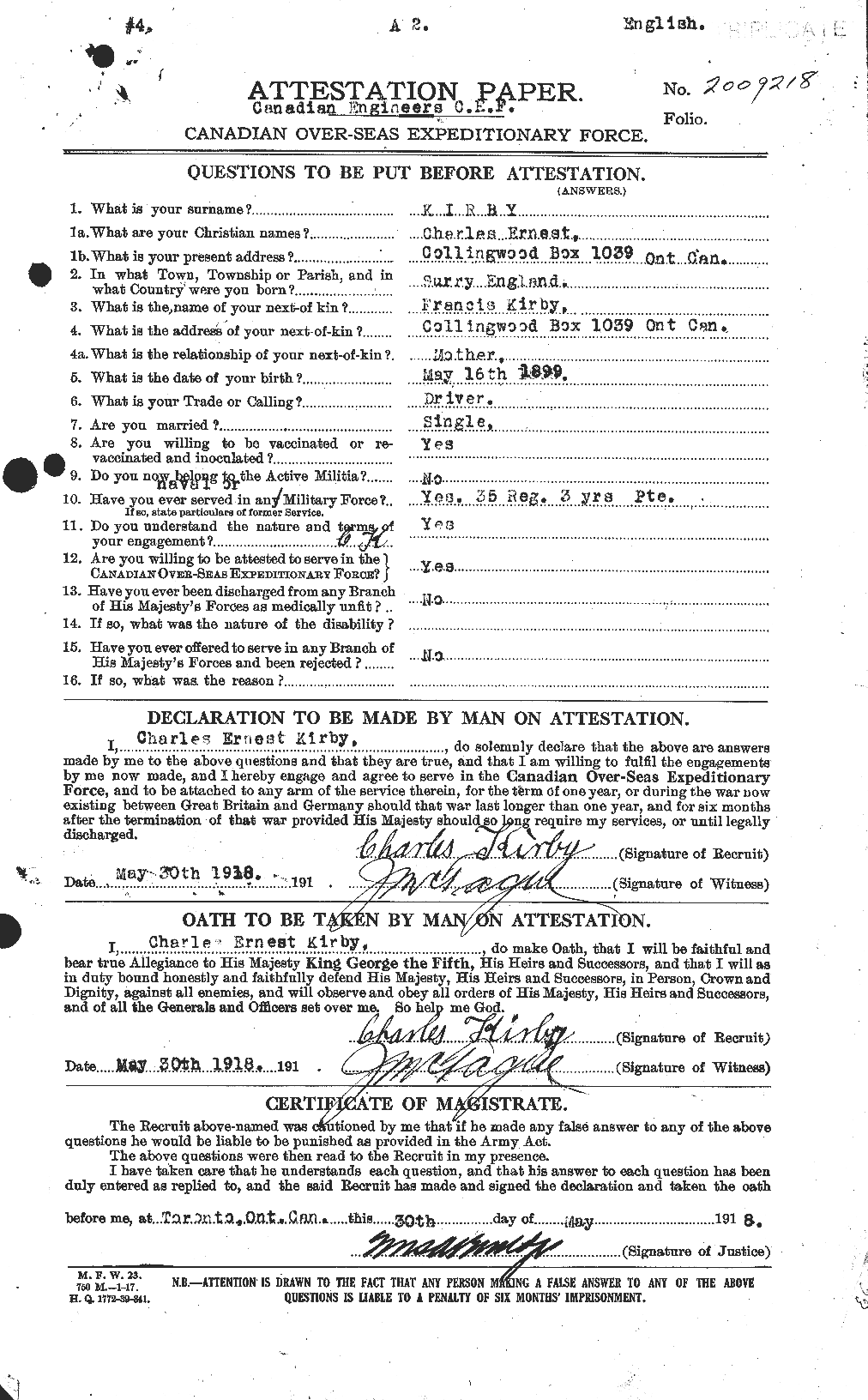 Personnel Records of the First World War - CEF 437165a
