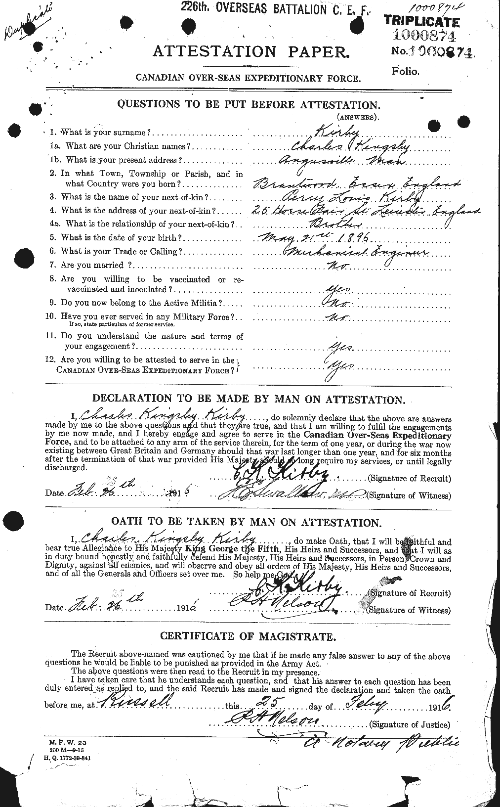 Personnel Records of the First World War - CEF 437167a