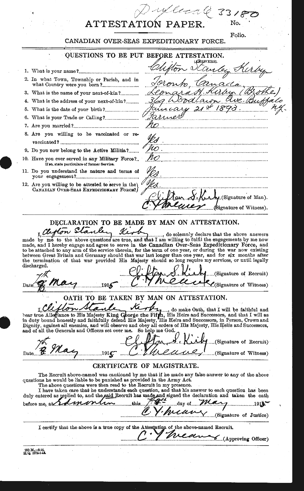 Personnel Records of the First World War - CEF 437172a