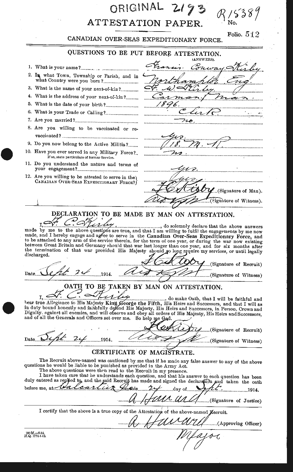 Personnel Records of the First World War - CEF 437180a