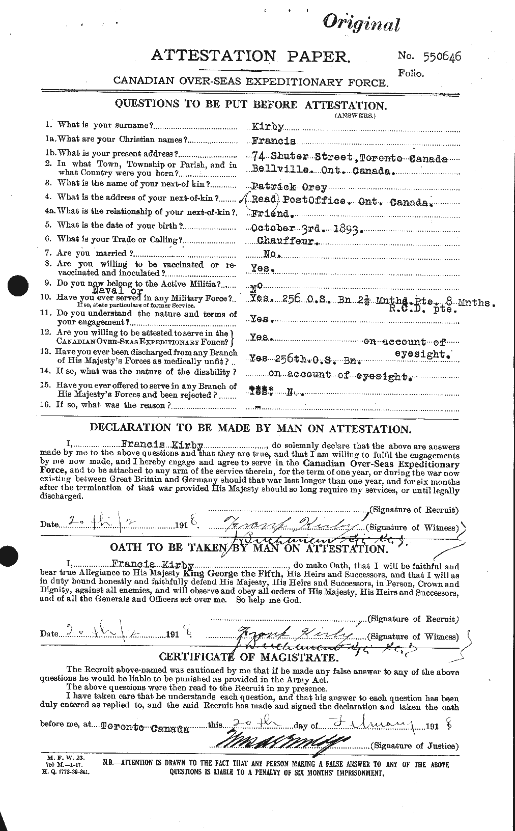 Personnel Records of the First World War - CEF 437184a