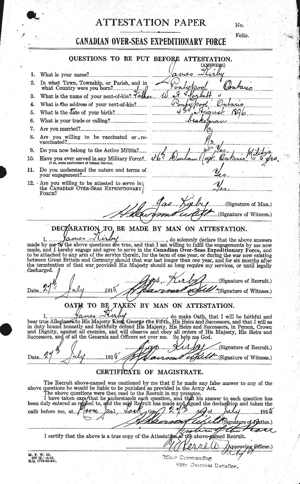 Personnel Records of the First World War - CEF 437218a