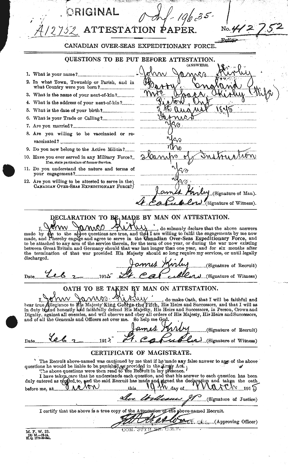 Personnel Records of the First World War - CEF 437233a