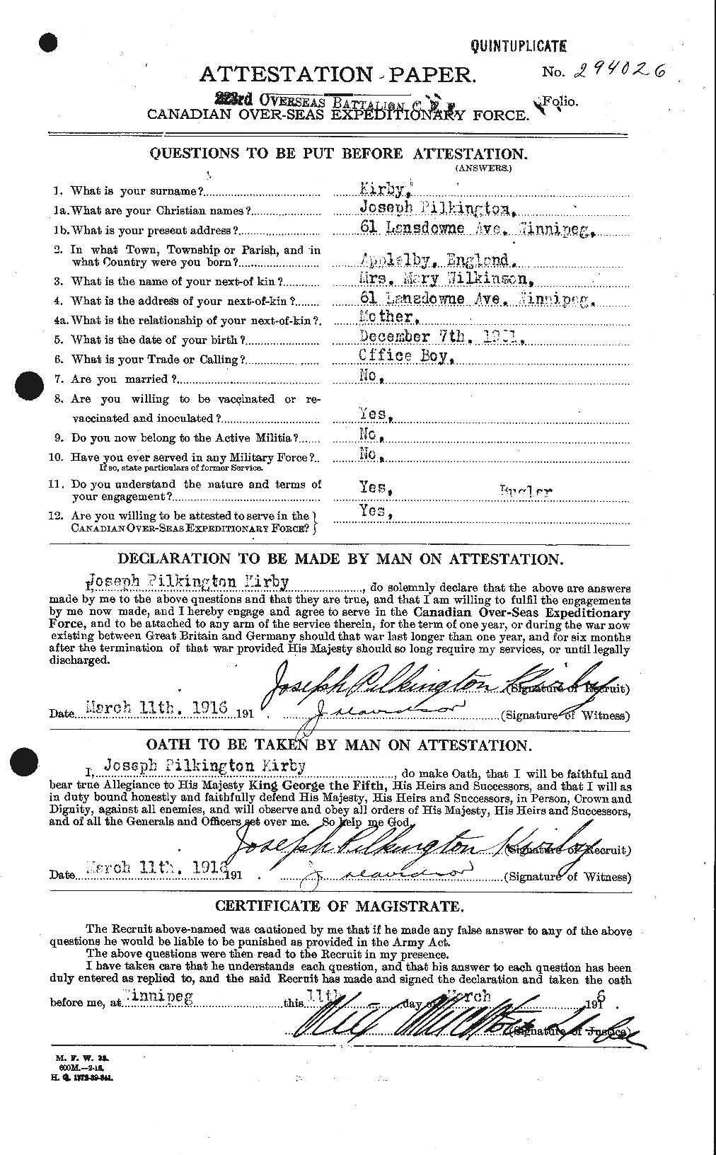 Personnel Records of the First World War - CEF 437241a