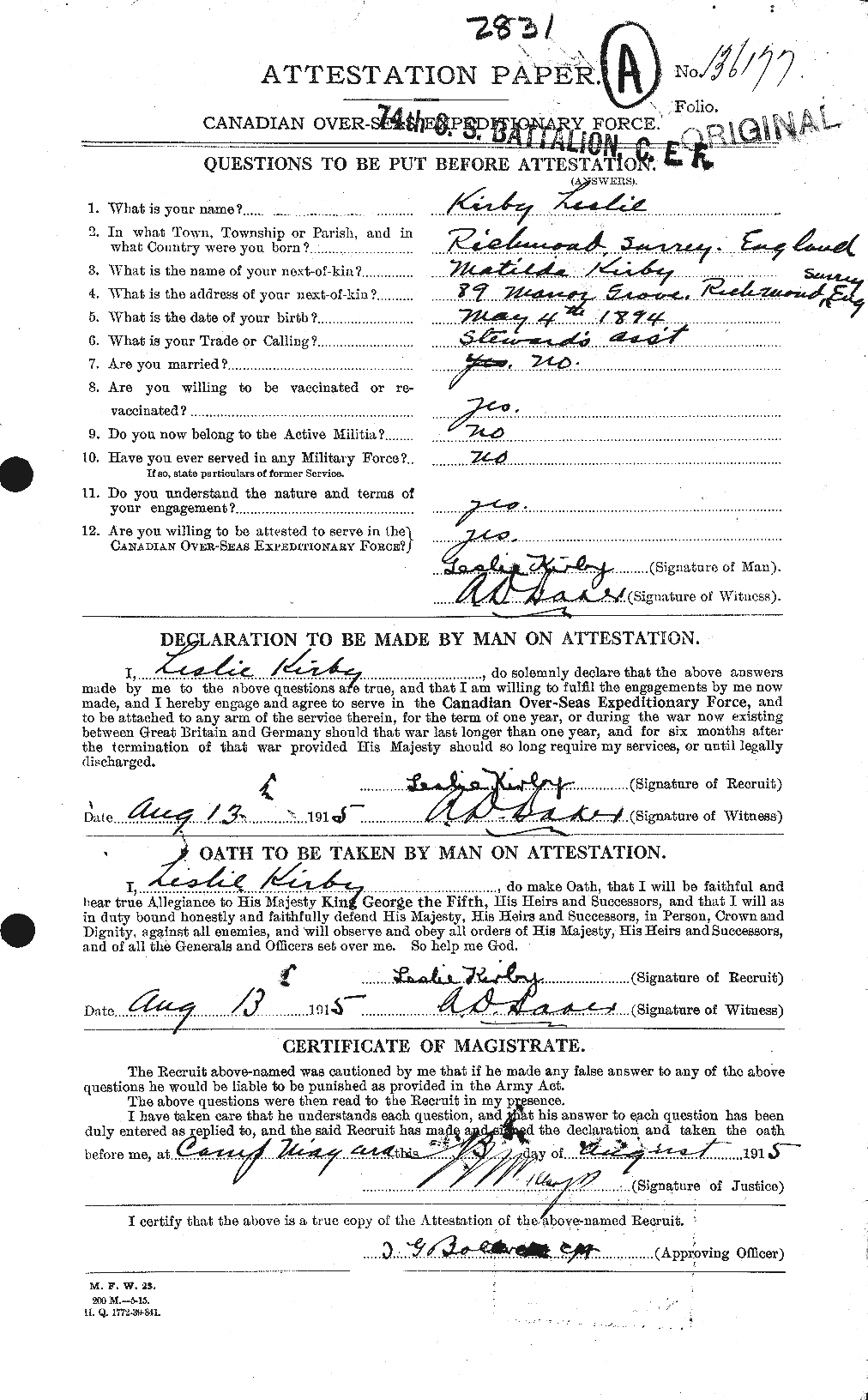 Personnel Records of the First World War - CEF 437249a