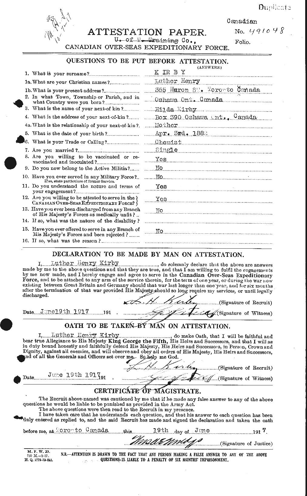 Personnel Records of the First World War - CEF 437252a
