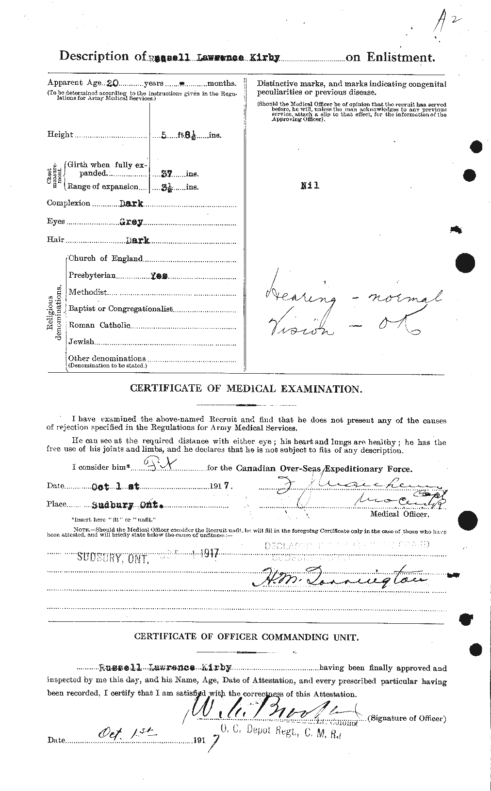 Dossiers du Personnel de la Première Guerre mondiale - CEC 437272b