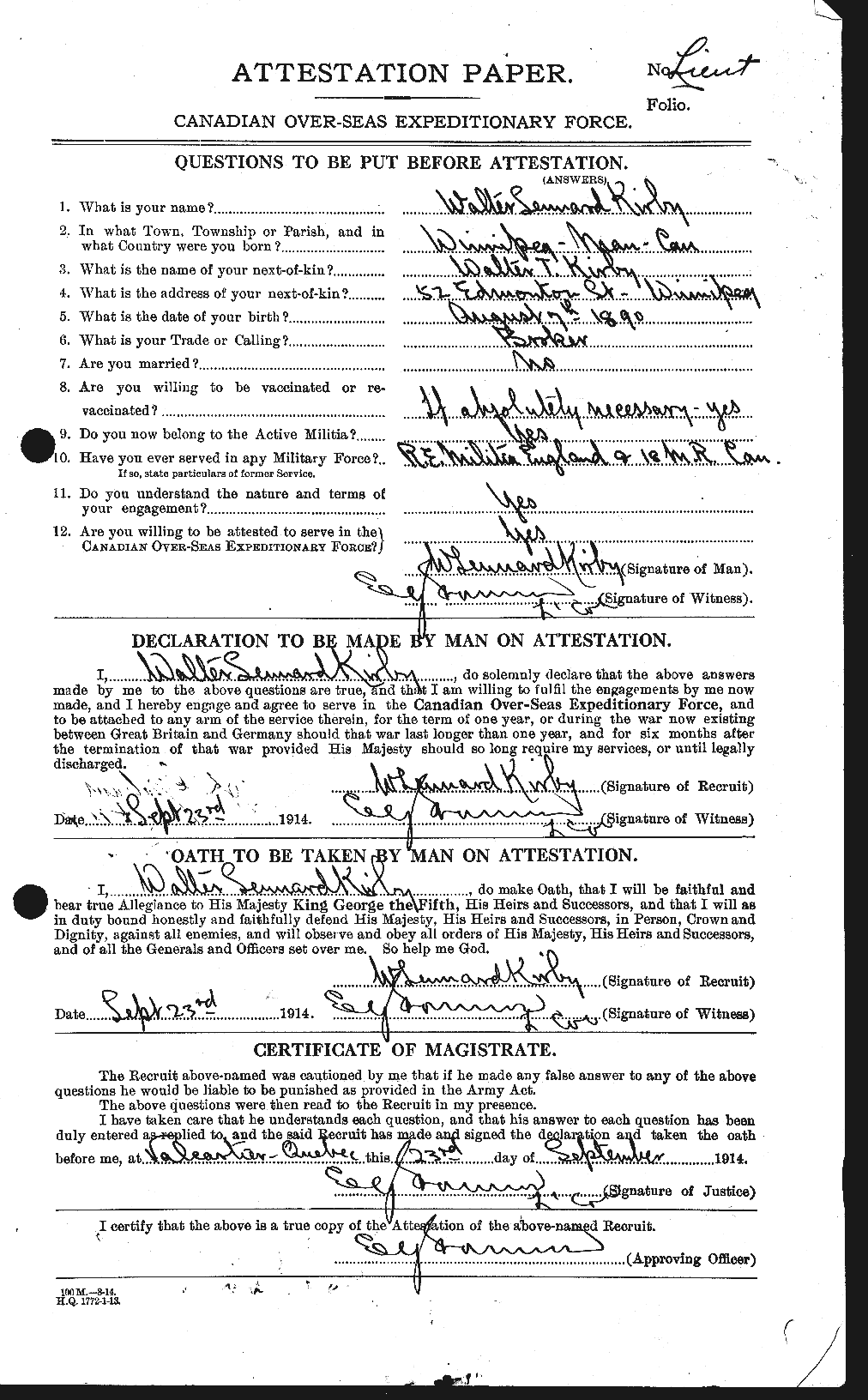 Personnel Records of the First World War - CEF 437289a