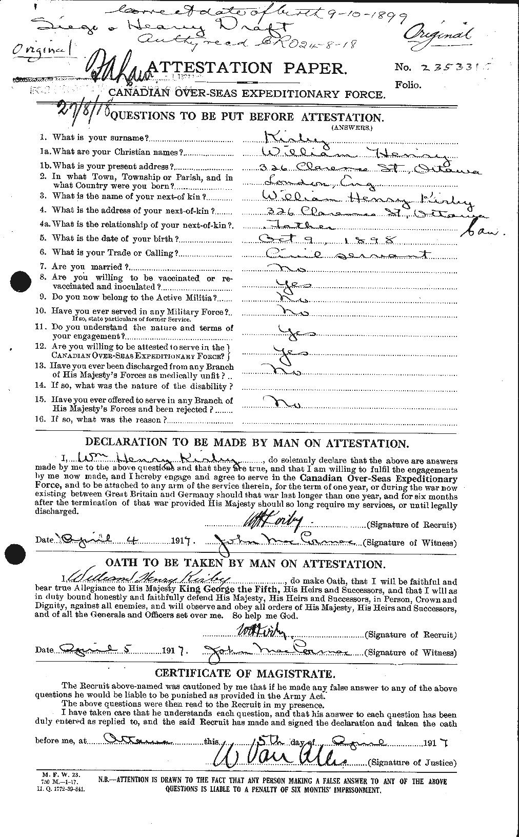 Personnel Records of the First World War - CEF 437297a