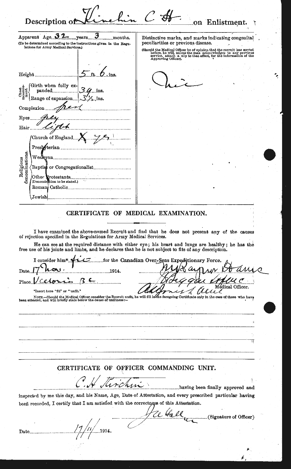 Dossiers du Personnel de la Première Guerre mondiale - CEC 437314b