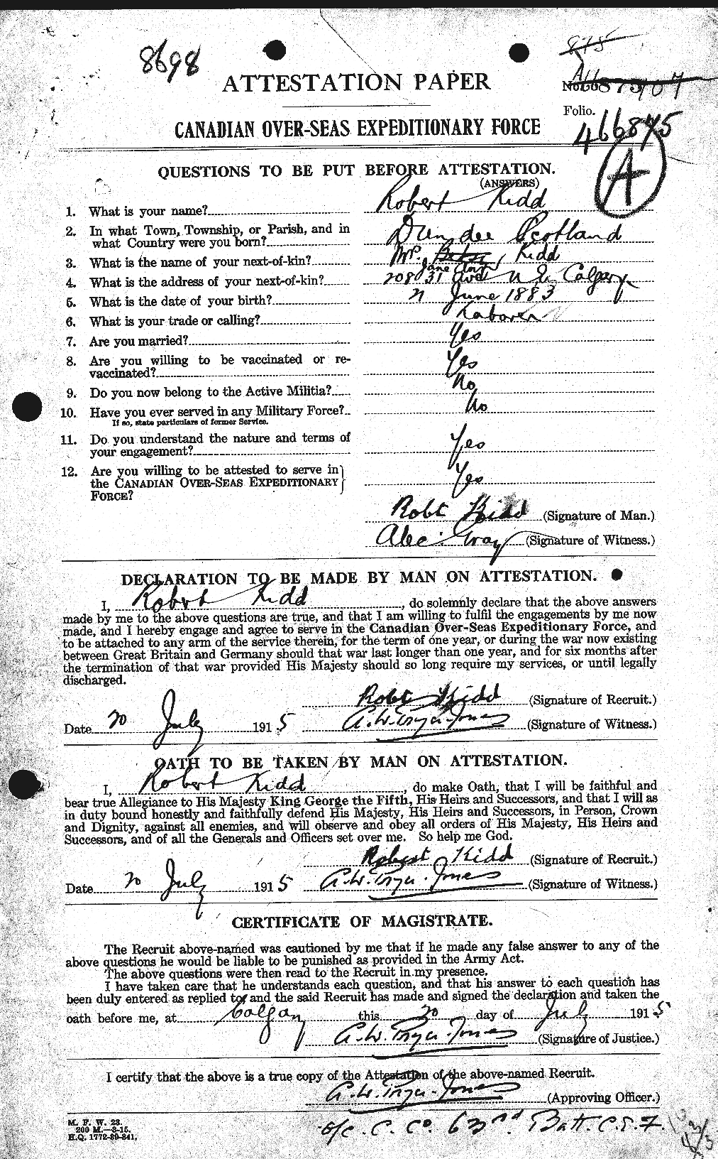 Personnel Records of the First World War - CEF 437516a