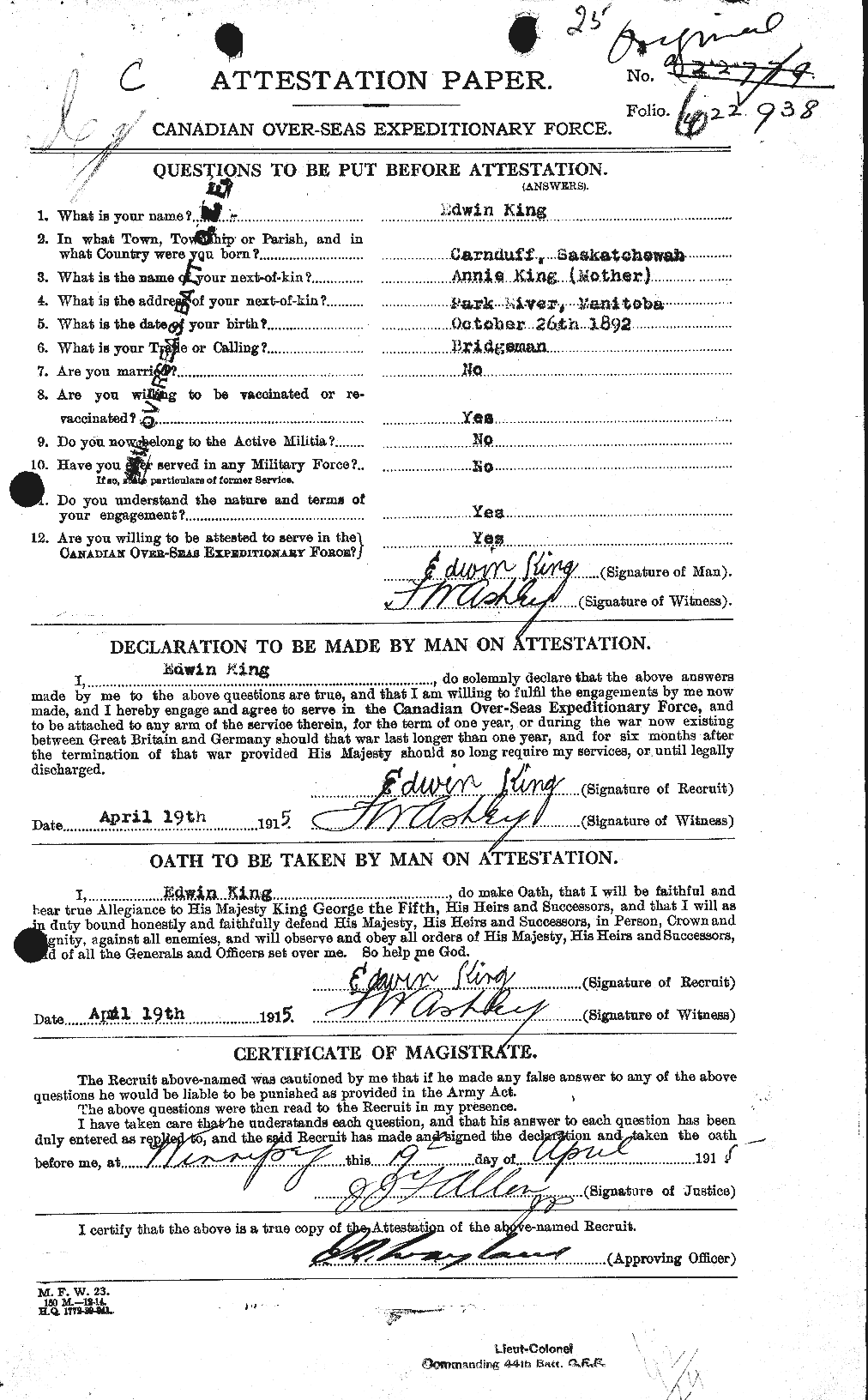 Personnel Records of the First World War - CEF 437876a