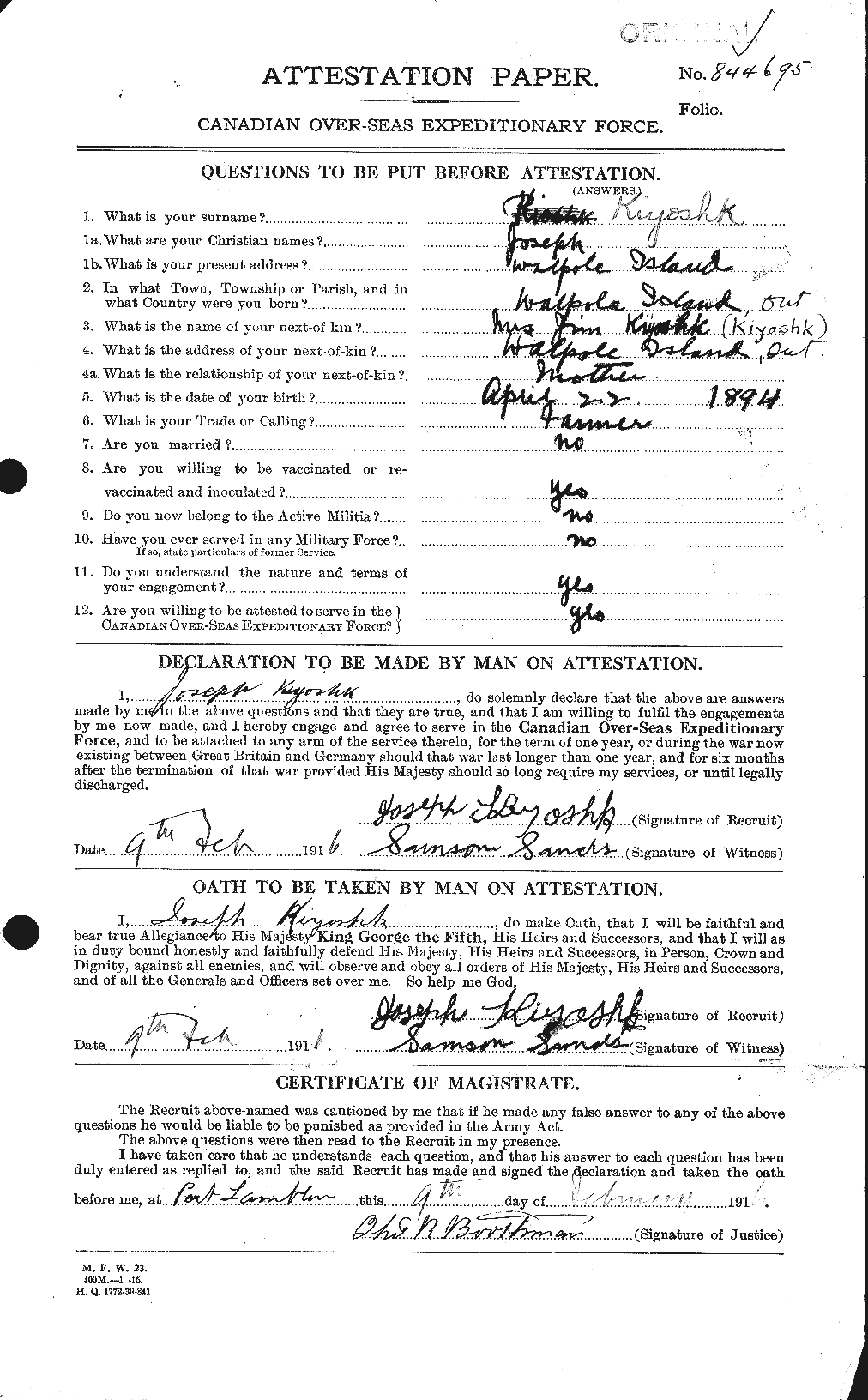 Personnel Records of the First World War - CEF 438695a