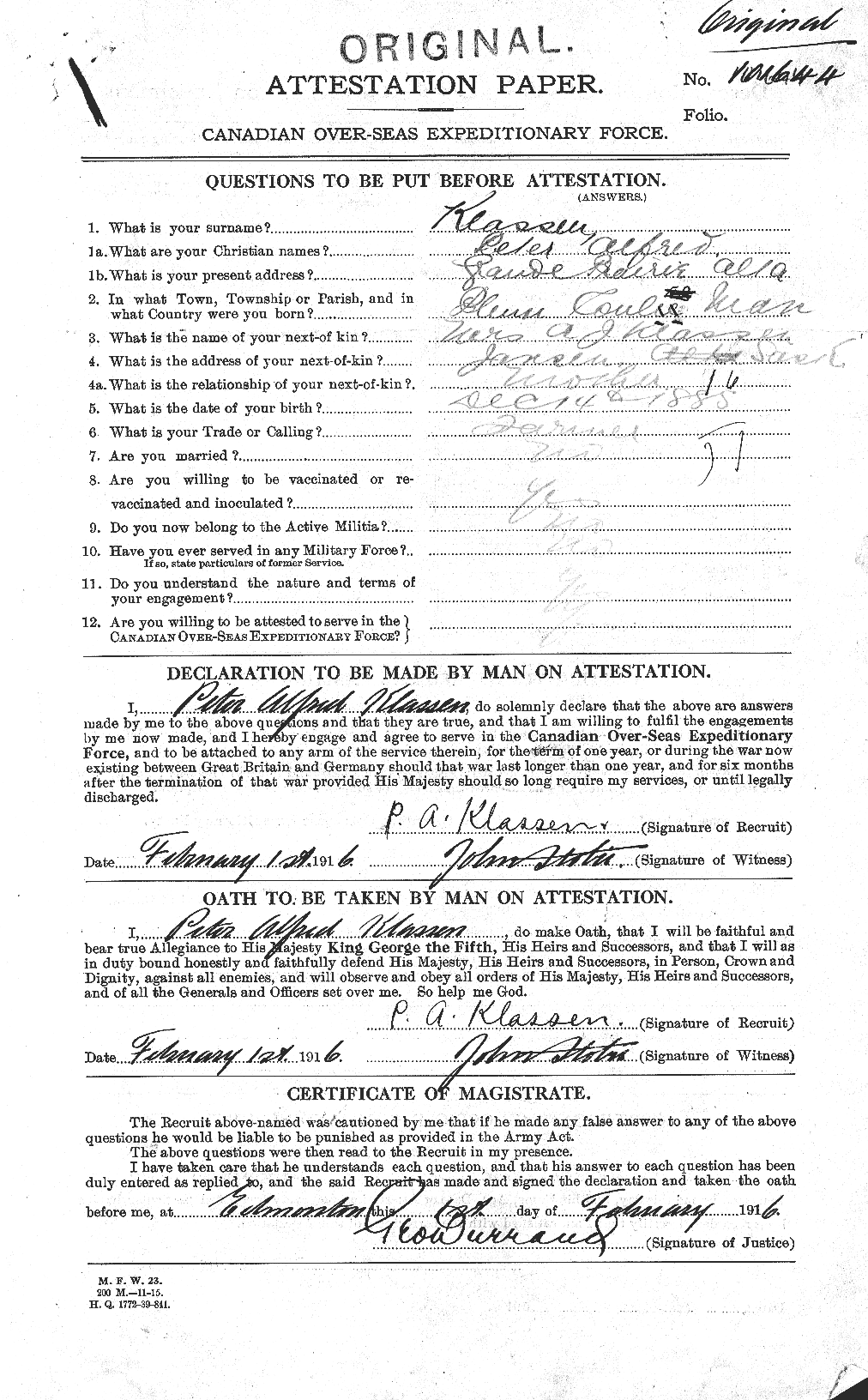 Personnel Records of the First World War - CEF 438738a