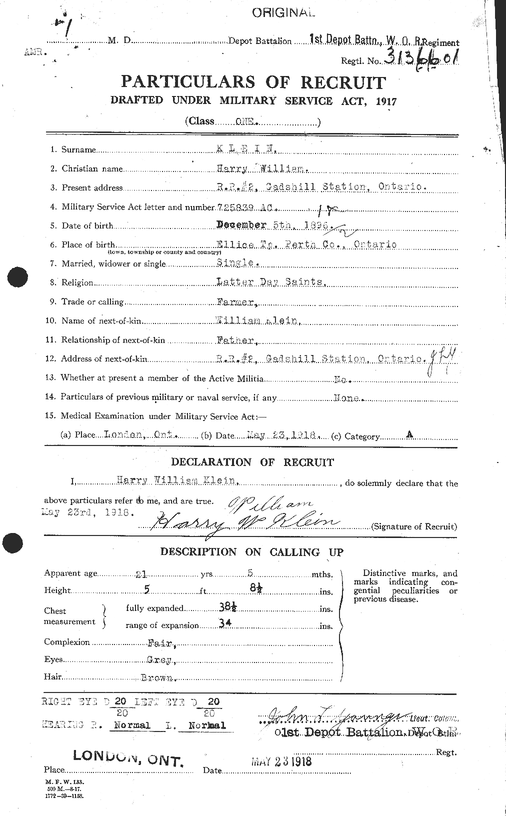 Personnel Records of the First World War - CEF 438763a