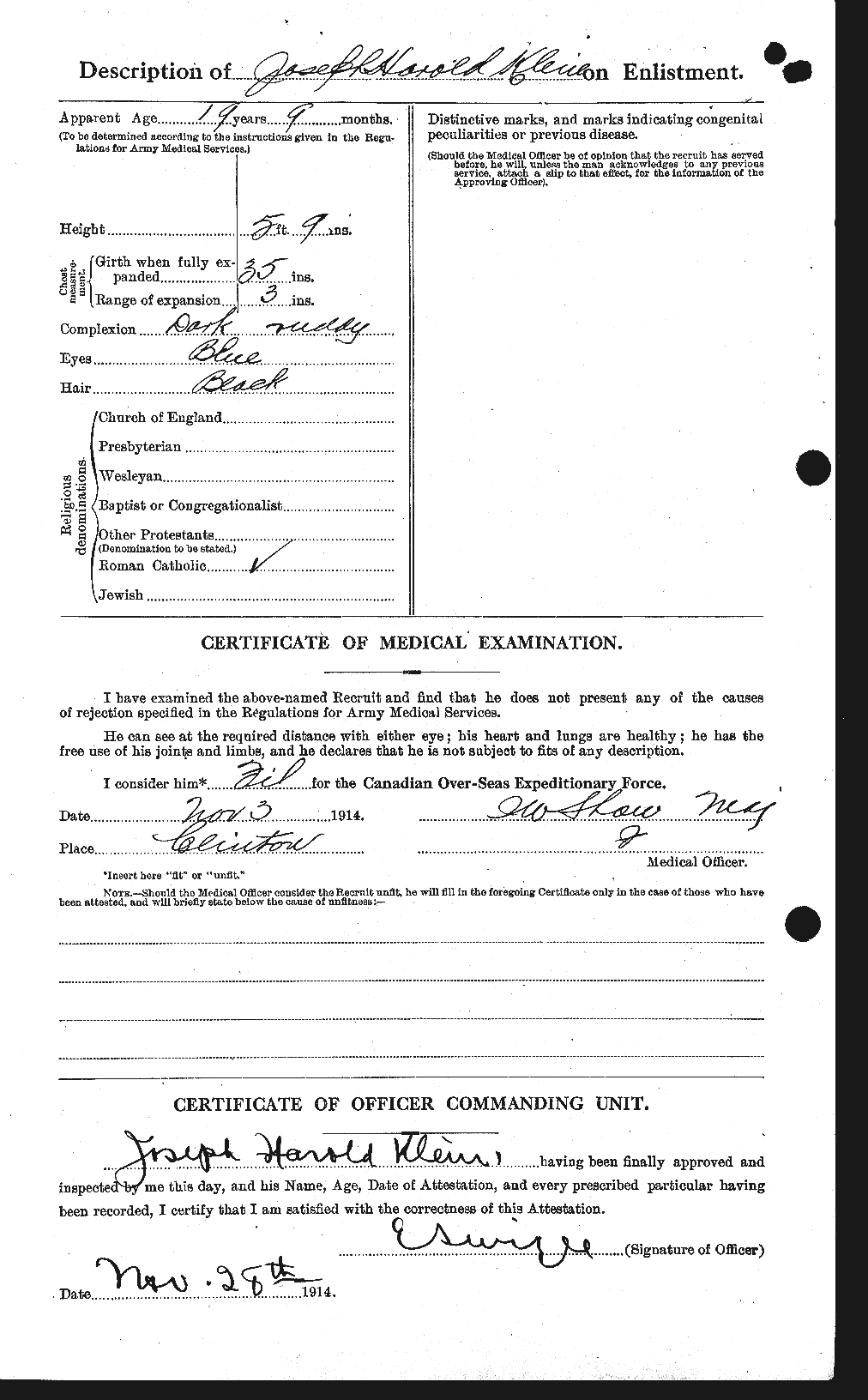 Dossiers du Personnel de la Première Guerre mondiale - CEC 438767b