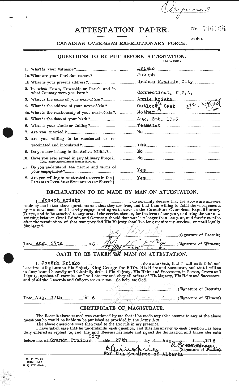 Personnel Records of the First World War - CEF 439153a