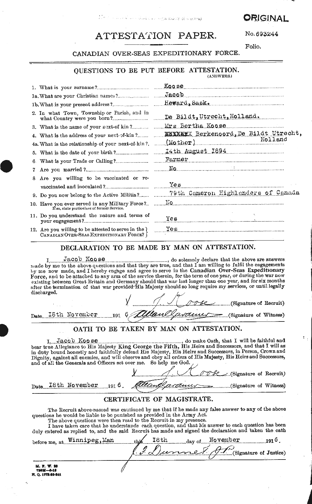 Personnel Records of the First World War - CEF 439982a
