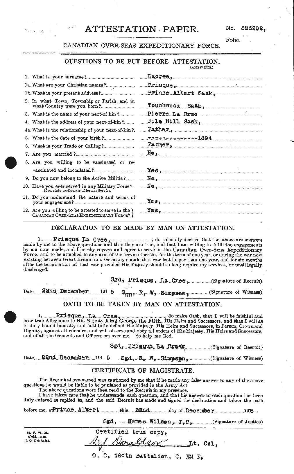 Personnel Records of the First World War - CEF 442221a