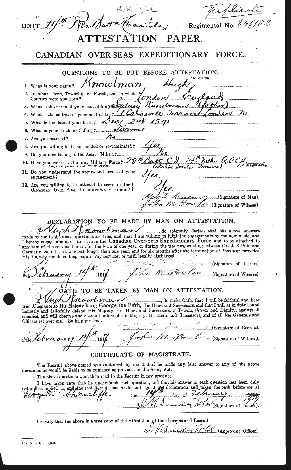 Personnel Records of the First World War - CEF 442754a