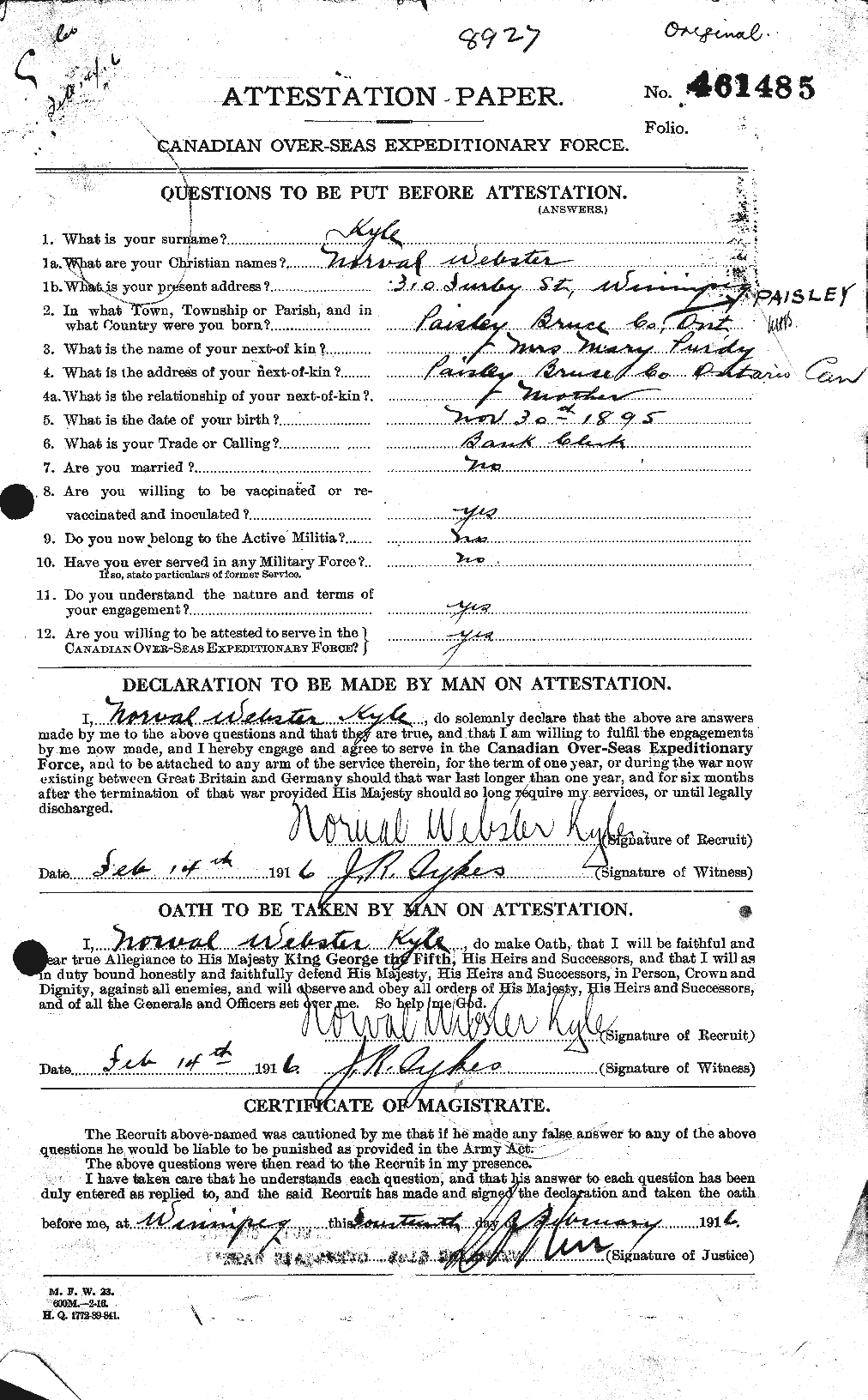Personnel Records of the First World War - CEF 443734a