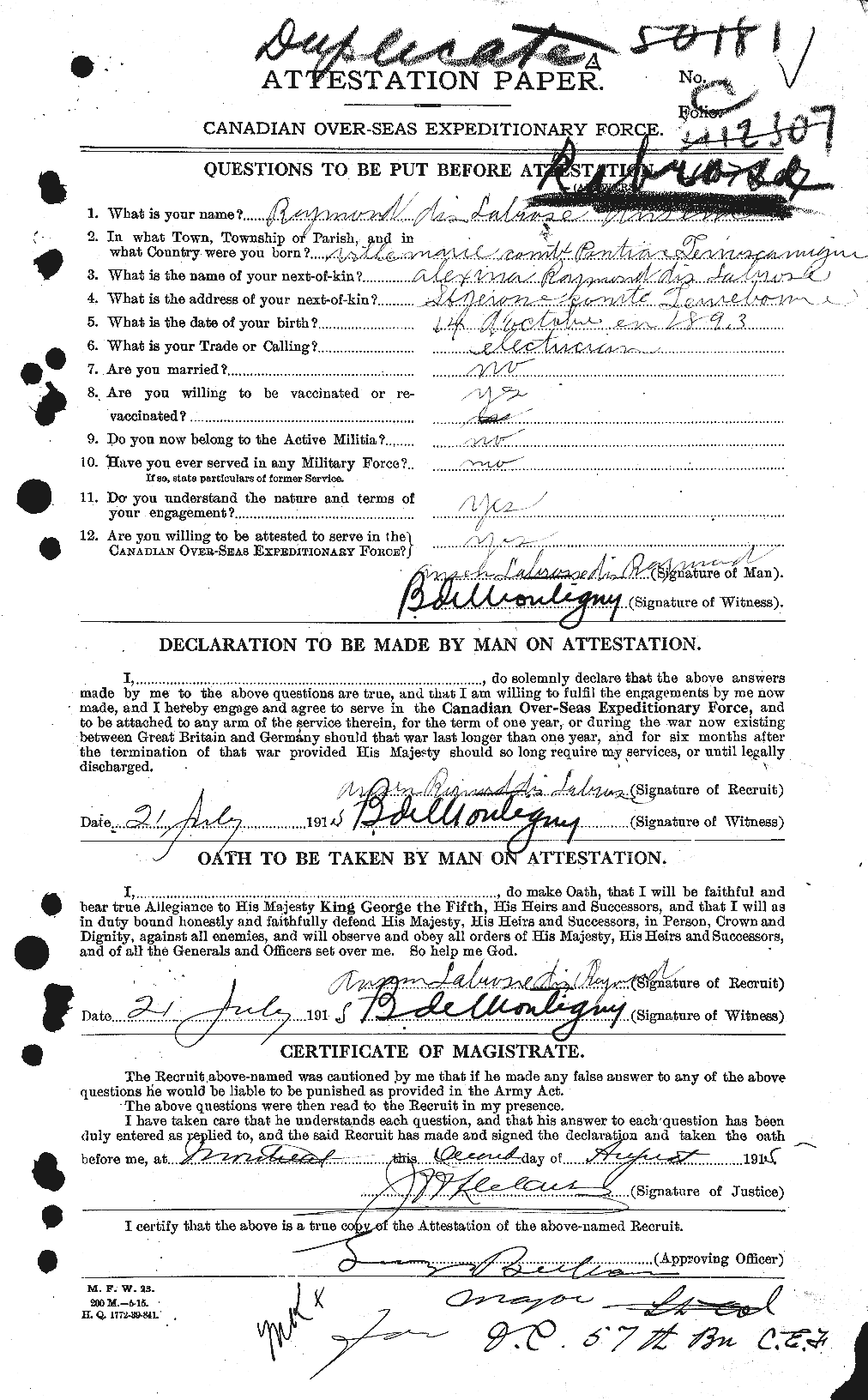 Personnel Records of the First World War - CEF 444298a
