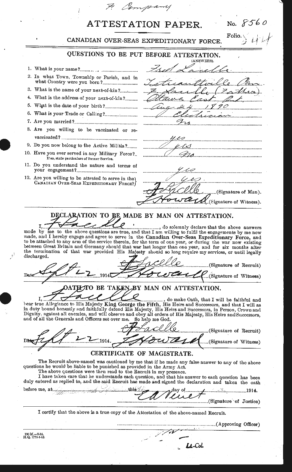 Personnel Records of the First World War - CEF 444433a