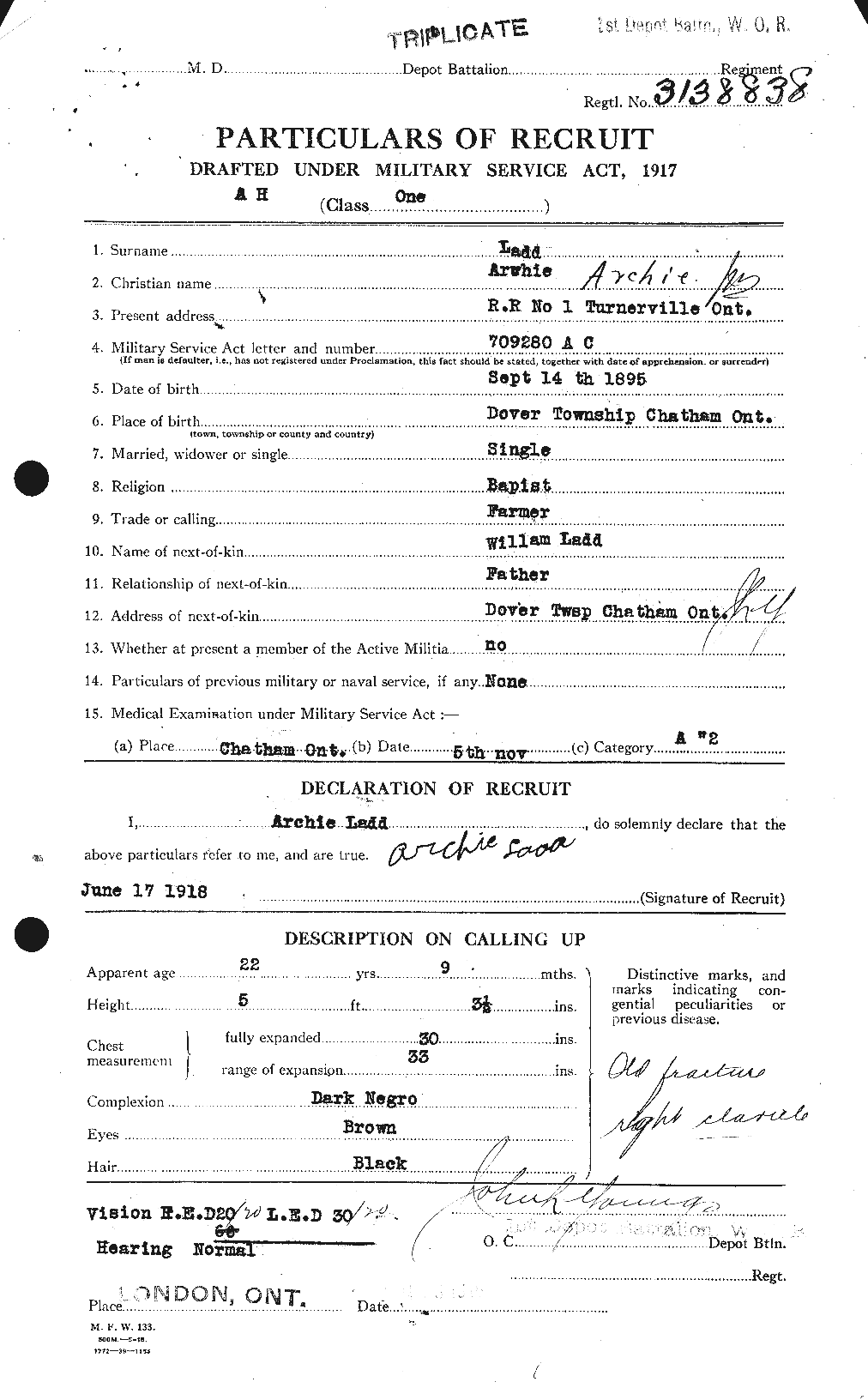Dossiers du Personnel de la Première Guerre mondiale - CEC 444653a