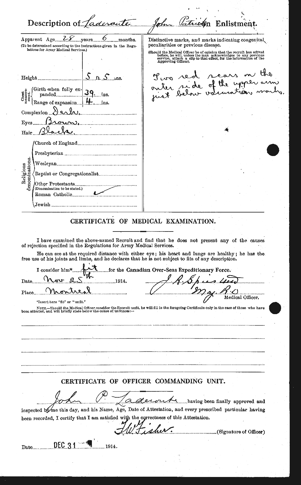 Dossiers du Personnel de la Première Guerre mondiale - CEC 444698b