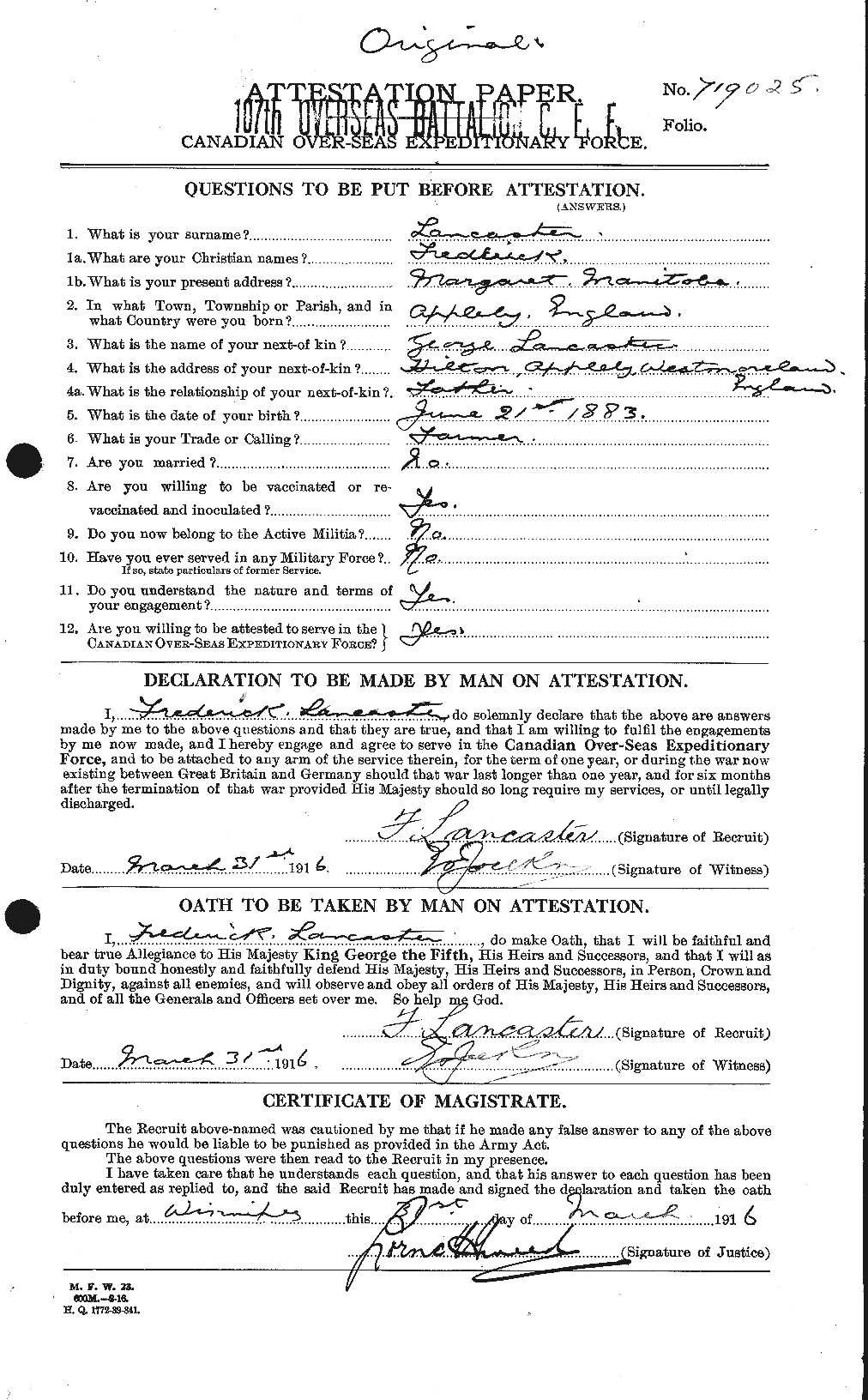 Personnel Records of the First World War - CEF 445411a