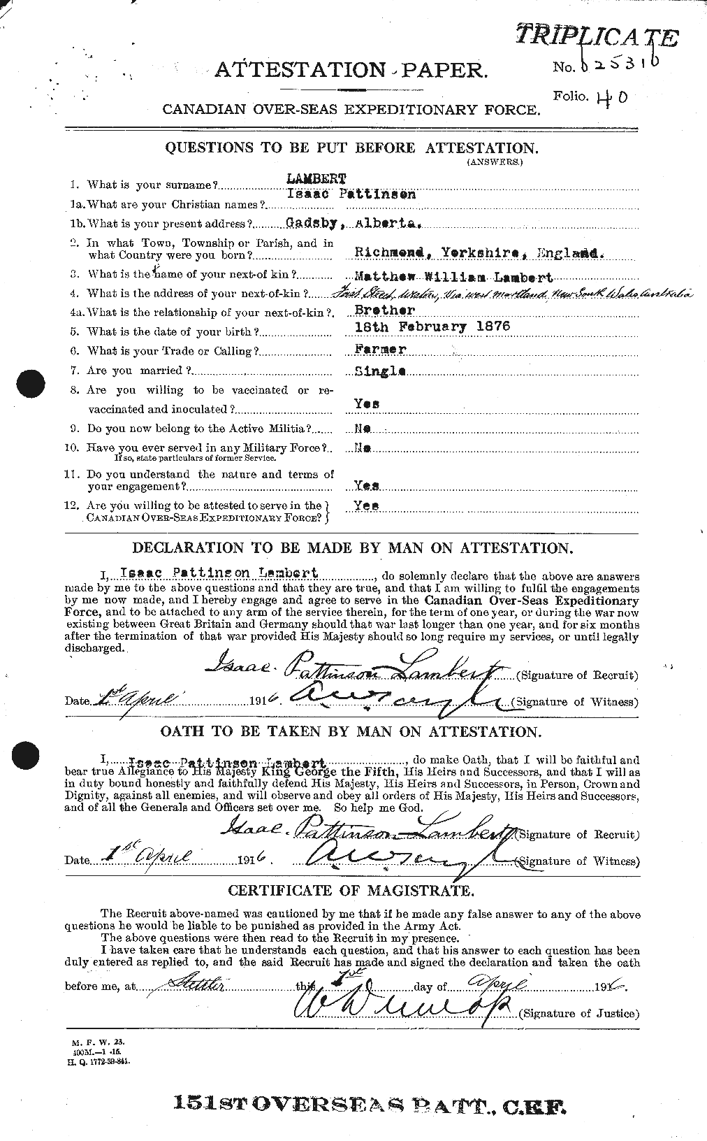 Personnel Records of the First World War - CEF 445763a