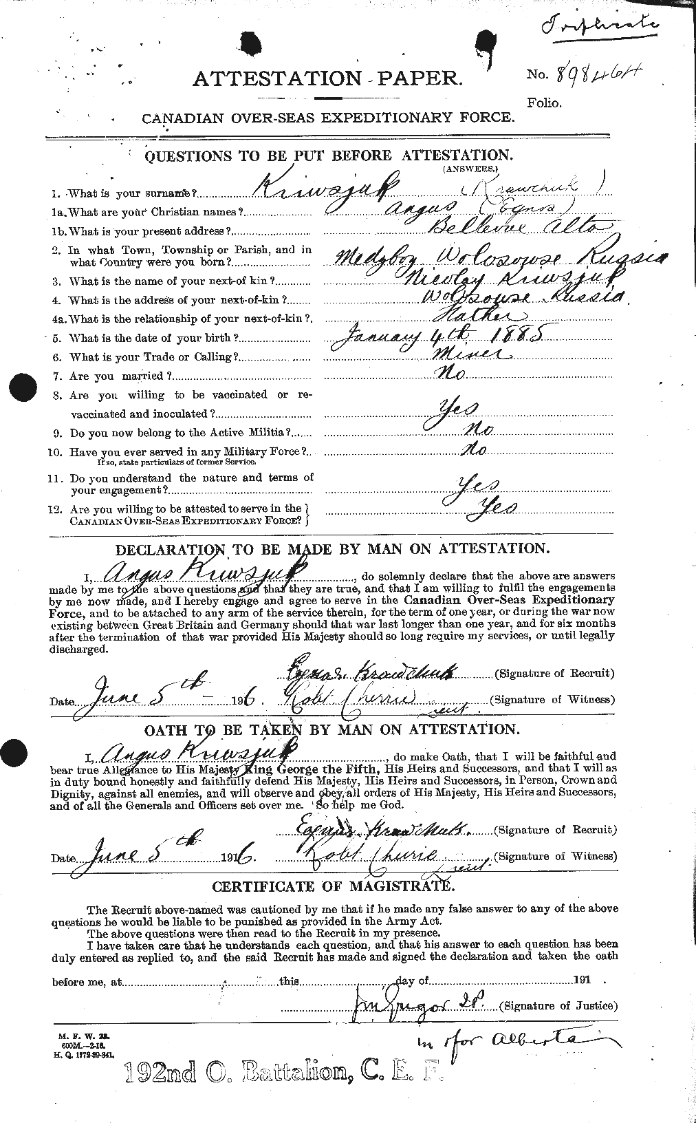 Personnel Records of the First World War - CEF 446173a