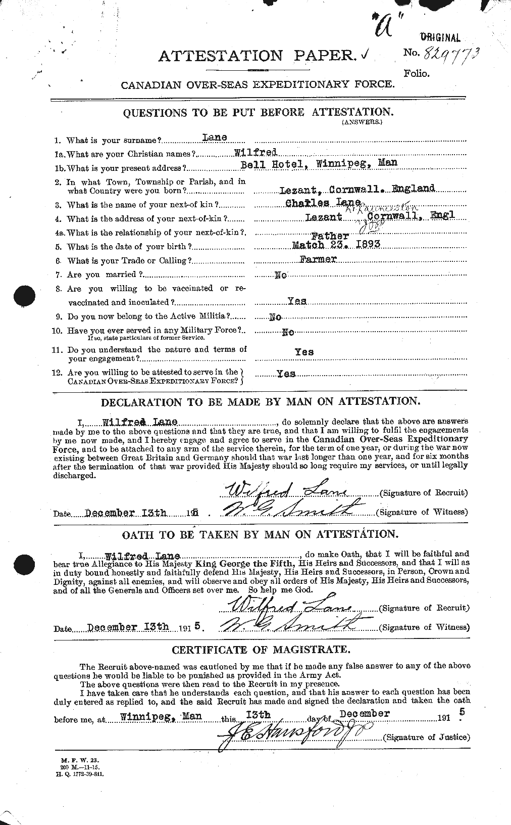 Personnel Records of the First World War - CEF 446202a