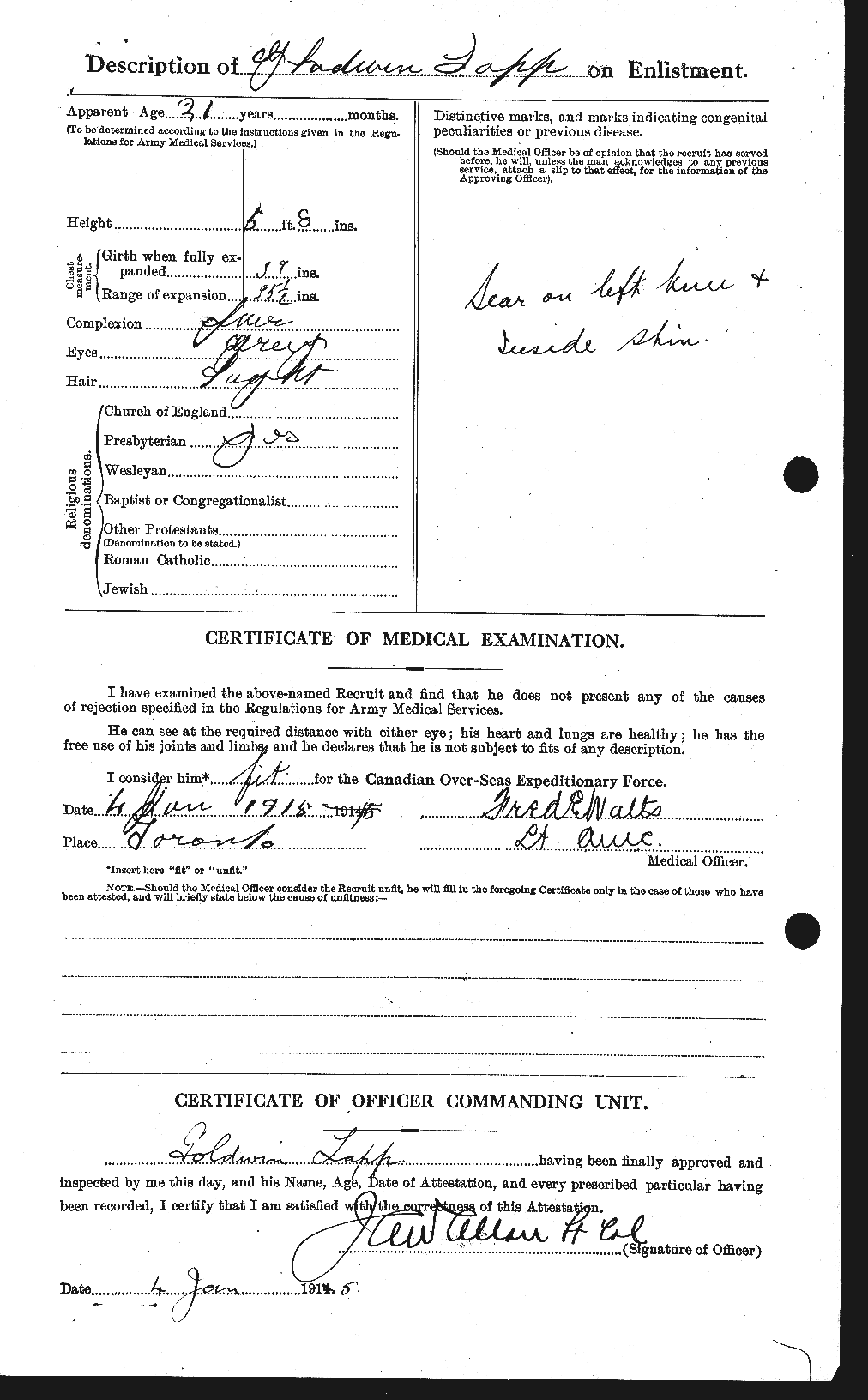 Dossiers du Personnel de la Première Guerre mondiale - CEC 447078b