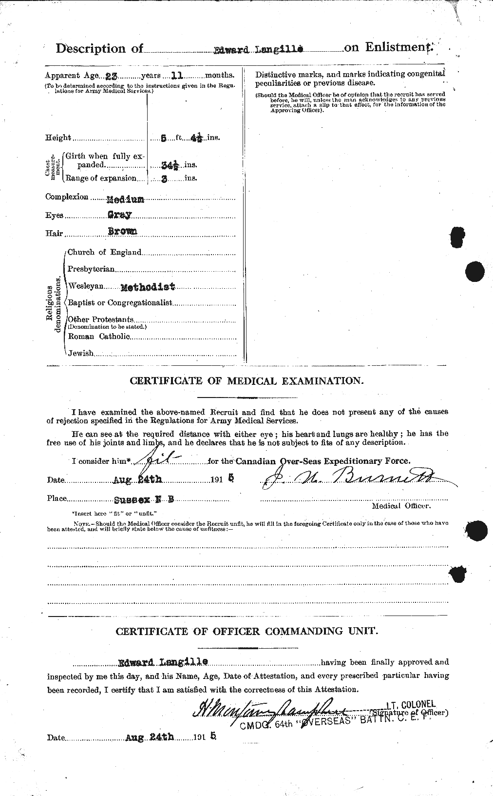 Dossiers du Personnel de la Première Guerre mondiale - CEC 447782b