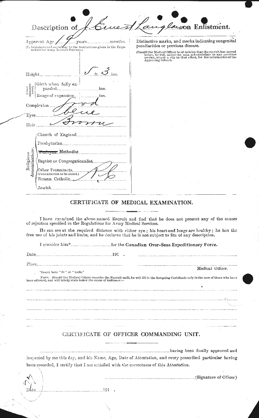 Dossiers du Personnel de la Première Guerre mondiale - CEC 447866b